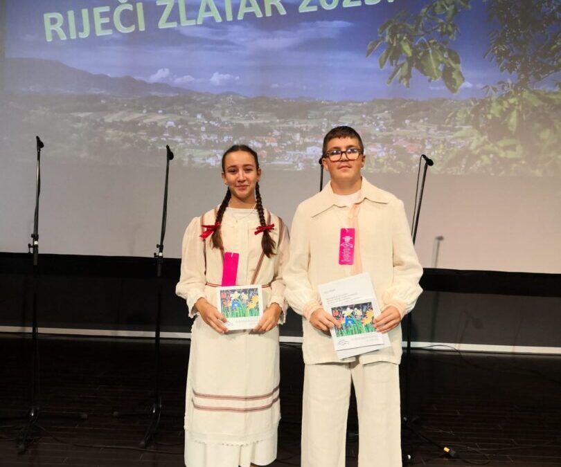 Magdalena Hlupić i Teo Kunštek na Zboru malih pjesnika u Zlataru