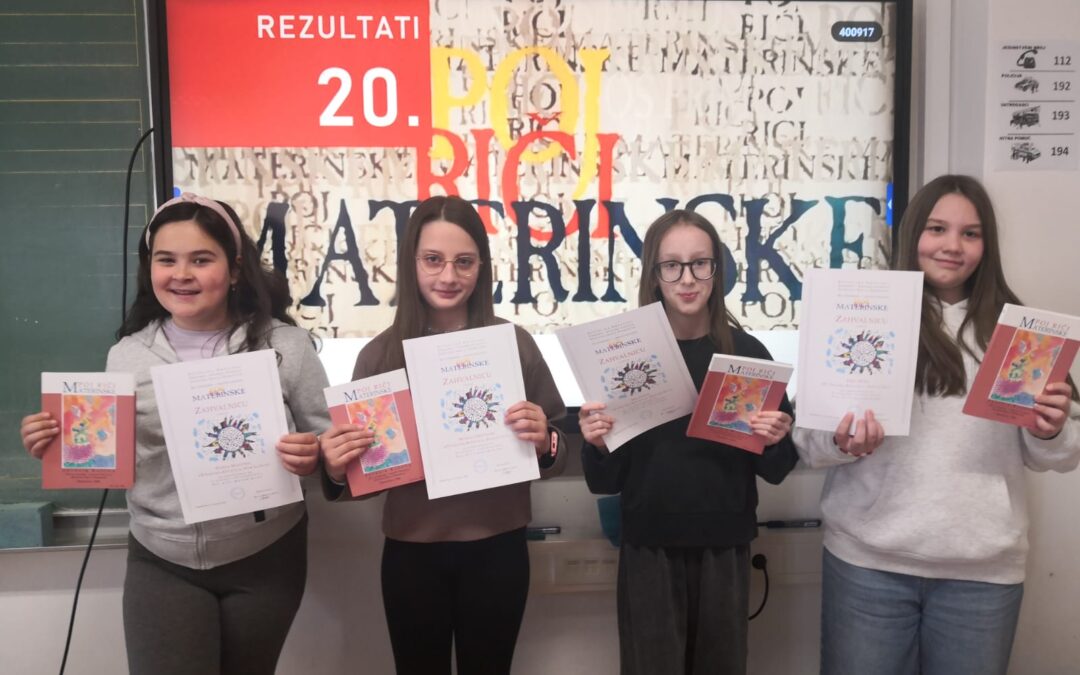 Veliki uspjeh naših učenica na natječaju „Poj riči materinske“ u Primoštenu