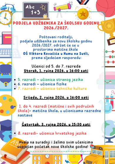 Obavijest o podjeli udžbenika