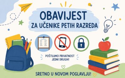 Obavijest za učenike petih razreda